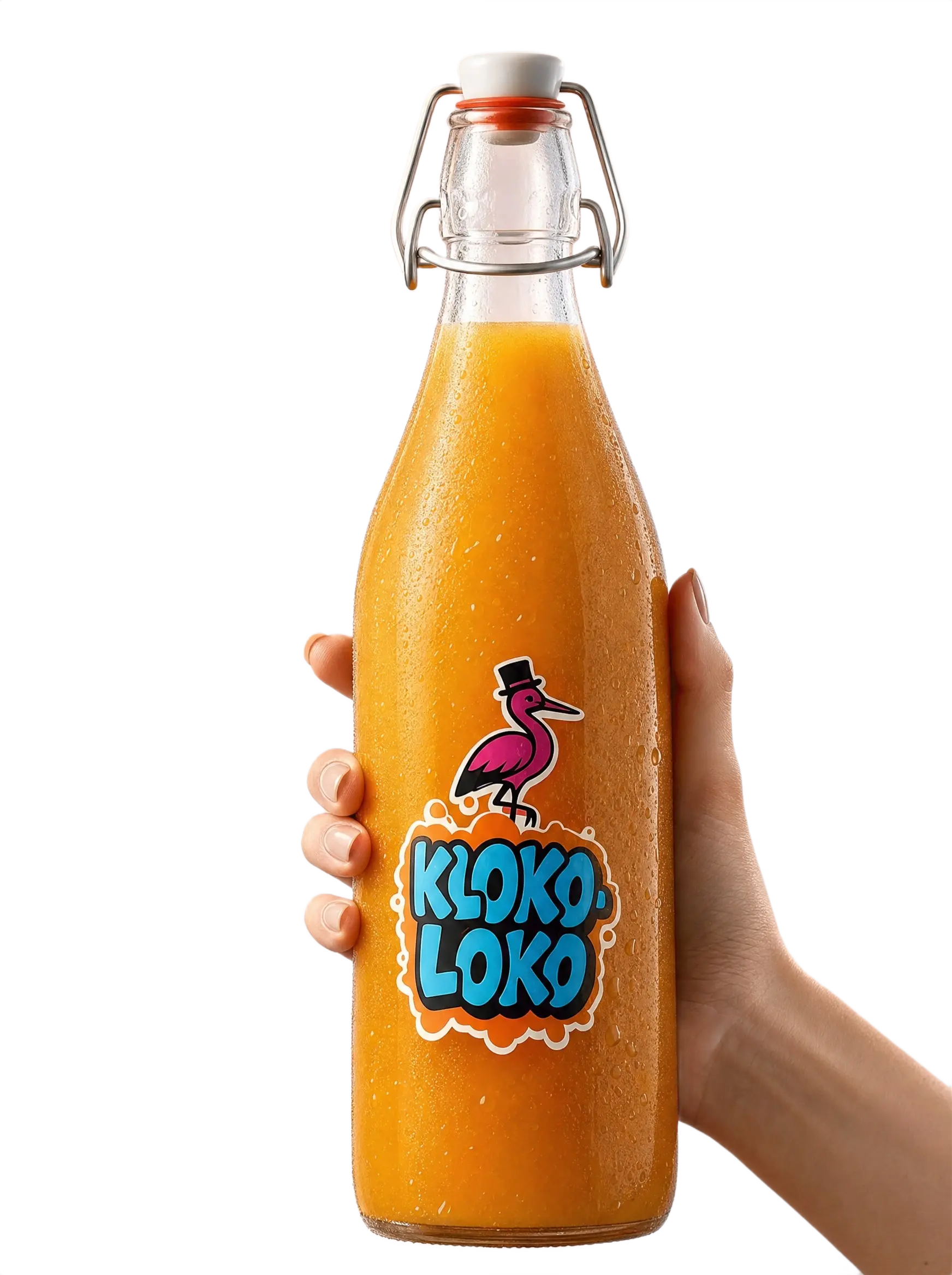 Detail ruky držiacej fľašu Klokoloko